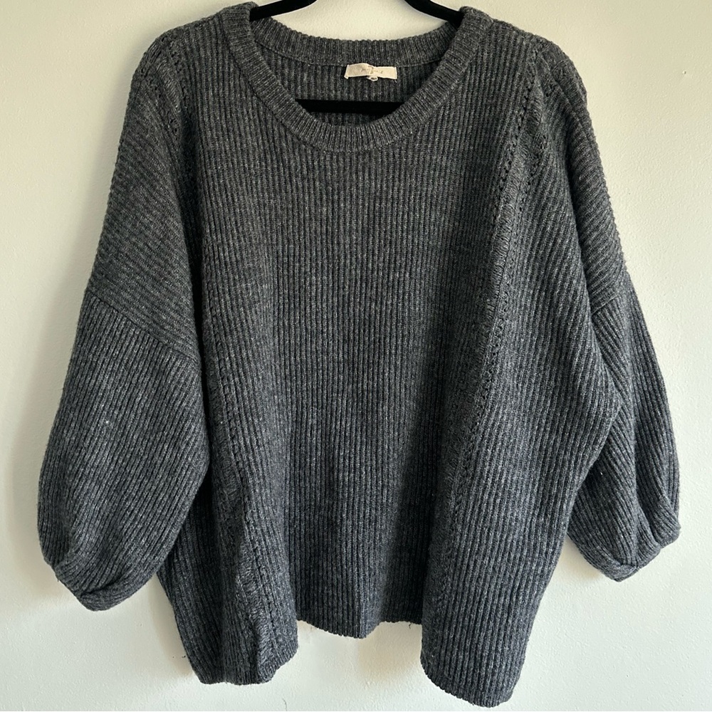 7 For‎ All Mankind Charcoal Ribbed Crewneck Sweater 50% Wool Medium